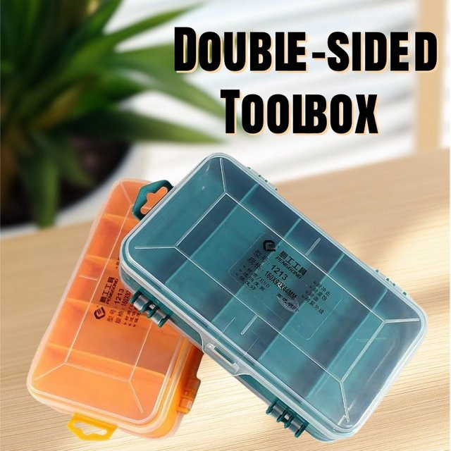 FNICEL Werkzeugkasten aus transparentem Kunststoff mit blauem Akzent, Aufbewahrungskoffer für Hardware und elektronische Komponenten, B/T/H: 16,0 x 9,2 x 4,4 cm - Bild 1