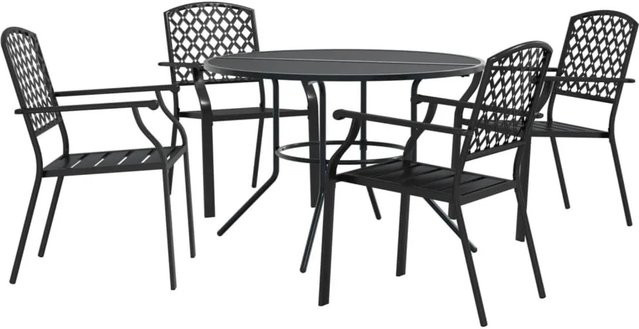 Furnicato Gartenmöbel Set aus pulverbeschichtetem Stahl in Anthrazit mit Tisch und 5 Stühlen, B/T/H: 56 x 65 x 89 cm - Bild 1