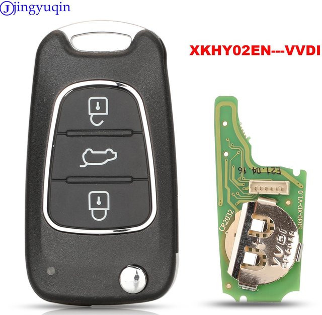 Xhorse XKHY02EN Draht-Fernbedienungsschlüssel für Hyundai Flip, 3-Tasten, Schwarz - Bild 1