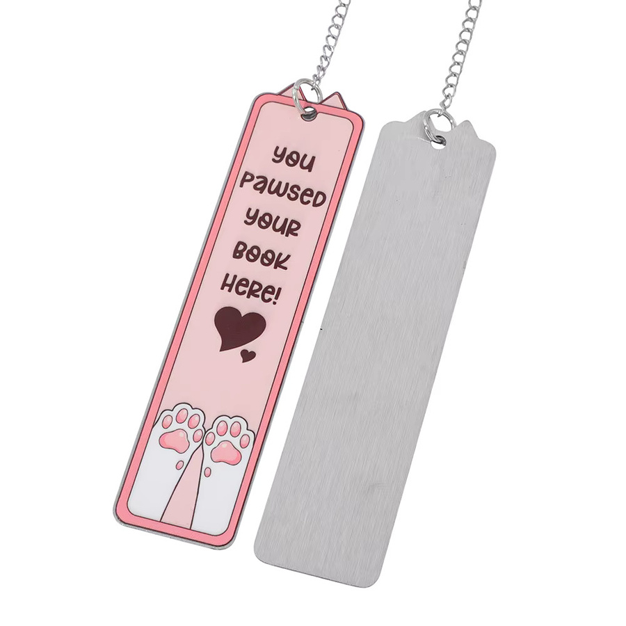 Niedliches Katzenpfoten-Lesezeichen aus Metall in Rosa mit Katzenohr-Design für Erwachsene - Bild 1