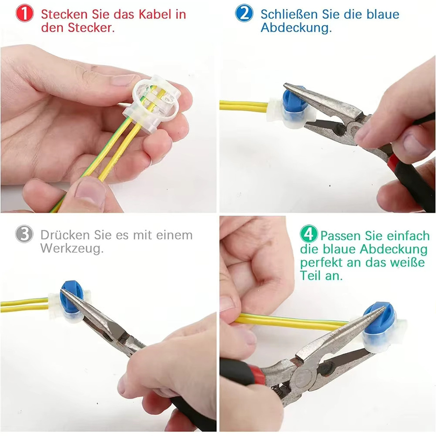 APWIKOGER Kabelverbinder-Set wasserdichte Steckverbinder und Verbindungsklemmen ohne Abisolieren für Gardena, Husqvarna, Worx und Robomow Rasenmäher - Bild 3