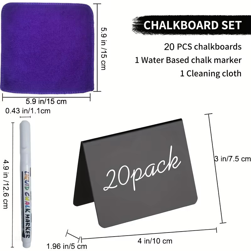 12er Pack Mini-Kreidetafel-Schilder aus schwarzem PVC für Buffet, Hochzeit und Bäckerei, B/H: 10,16 x 7,62 cm - Bild 2