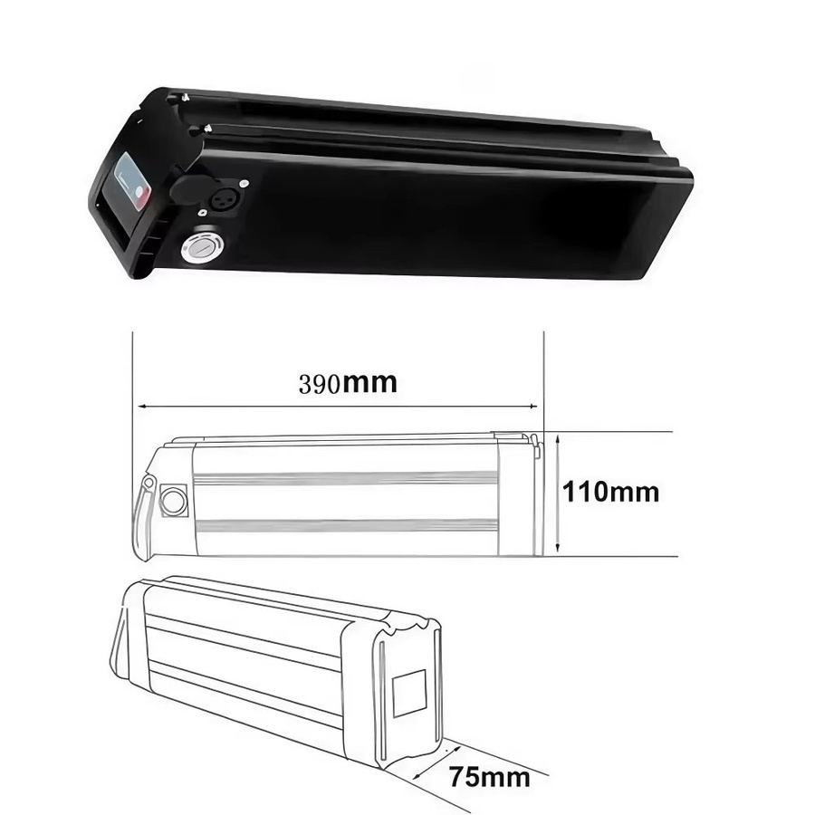 Aleaivy Faltbarer E-Bike-Akku Silverfish Li-Ionen-Akku mit integriertem BMS und 2A-Ladegerät in Schwarz, kompatibel mit Bafang 250W 500W 750W 1000W Motoren - Bild 3