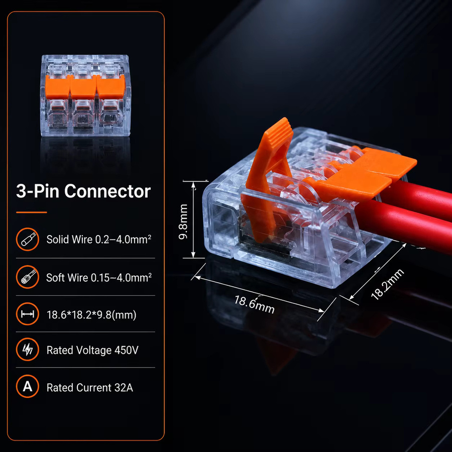 YJCAL Elektrische Hebelkabelverbinder DIY-Kit mit 2/3/4/5 Anschlüssen für Schnellverdrahtung 450V/32A - Bild 3