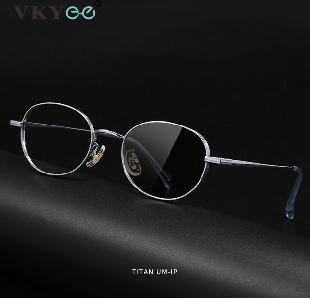 VKYEE K5015 Lesebrille, Titan, oval, Vollrand, Silber, Männer - Bild 1