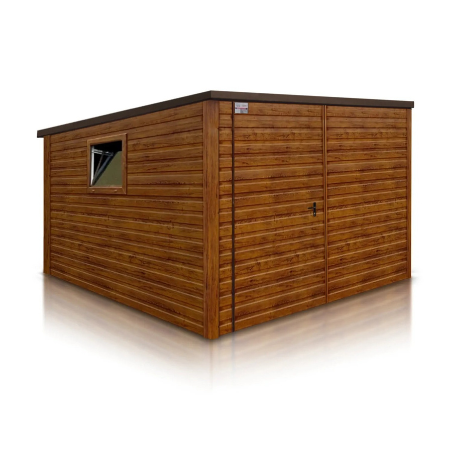 Liderstal Einzelgarage Basic aus Trapezprofilblech in Holzoptik braun mit Pultdach B/T: 300 x 300 cm - Bild 2