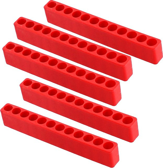 Vibratite Hex Bit Organizer aus Kunststoff, 5er Set rote Bit-Halter mit 12 Löchern für 1/4 Zoll Hex Schaft Bits - Bild 1
