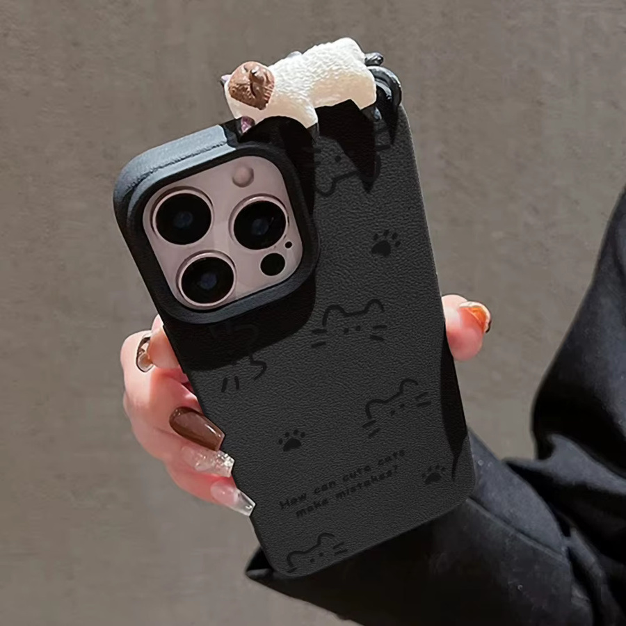 Stoßfeste Katzen Handyhülle aus weichem TPU für iPhone 17 Pro Max, 16, 15, 14, 13, 12, 11 und Air in Pink - Bild 5