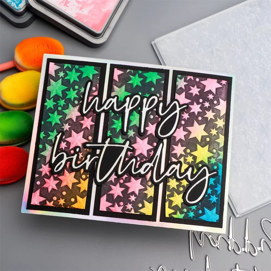 3D-Prägeordner mit Blumenwand-Sternmuster für DIY-Papierarbeiten in Multicolour - Bild 2