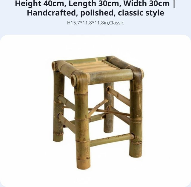 Handgefertigter quadratischer Bambus-Hocker von Binchi Outdoor Product im Retro-Design, niedriger Sitz aus Rattan in Braun und Grün für Kinder und Heimdekor - Bild 1