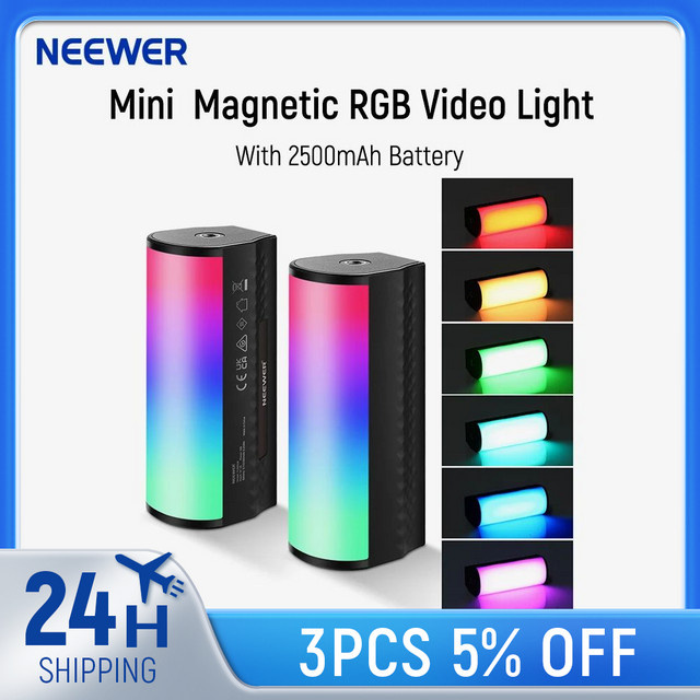 NEEWER Magnetischer Handlichtstab RGB Mini LED Video Light Stick mit 2500 mAh Akku und 2500–8500 K Farbtemperatur in Multicolour - Bild 1