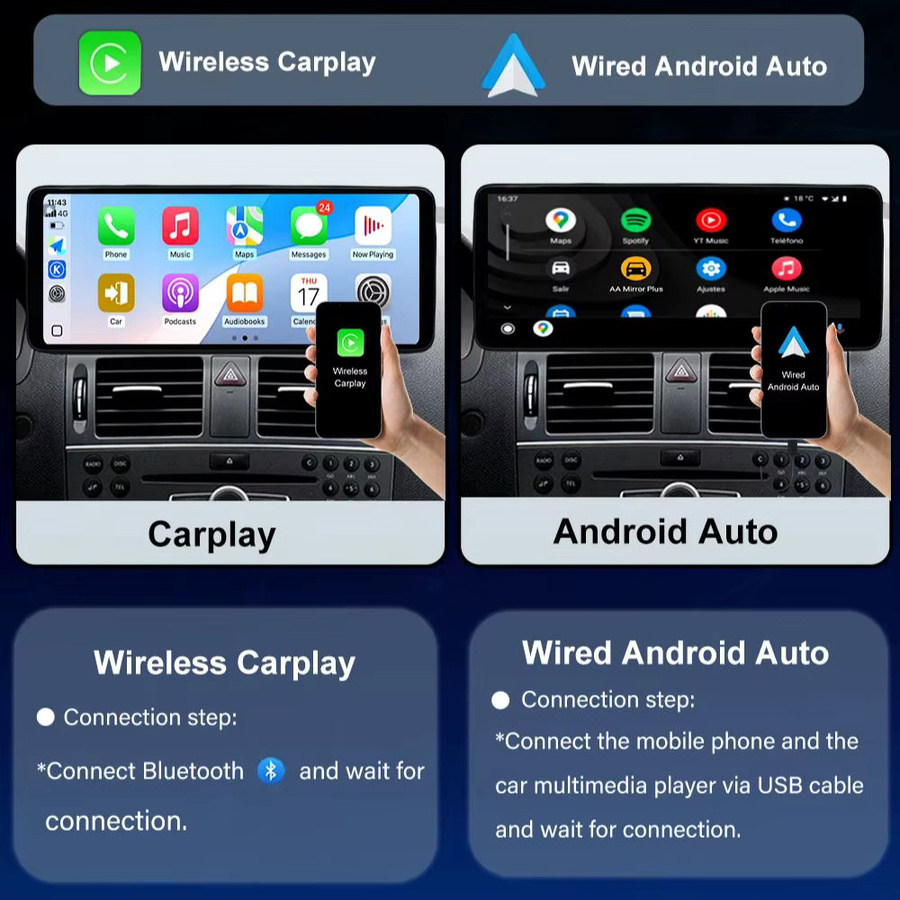 LIARO-NAVI Android 16 Auto-Radio für Mercedes Benz GLK X204 (2013 - 2015) mit QLED Ultra-Dünner Bildschirm, kabellose Verbindung, 4G, GPS-Navigation, Schwarz - Bild 3