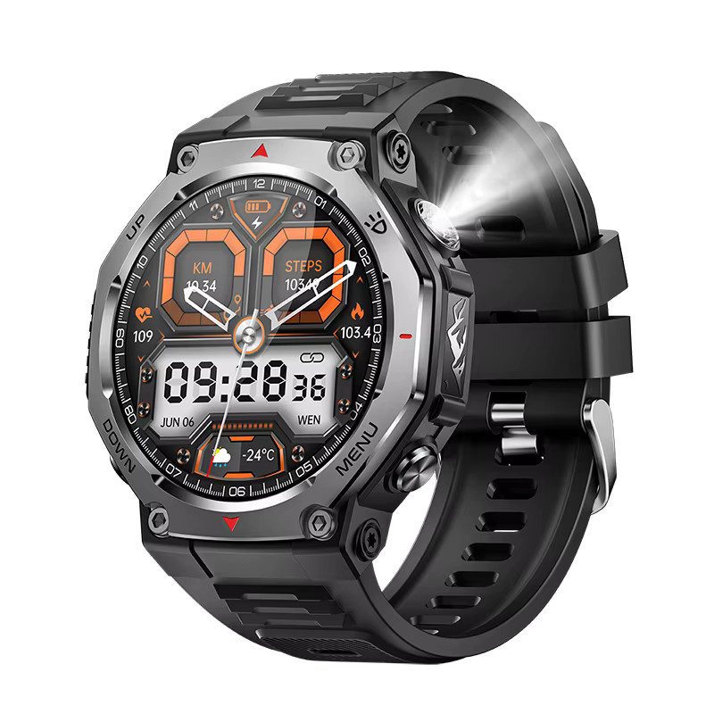 LIGE T-Rex 3 GPS Smartwatch für Männer in Schwarz mit Bluetooth Anruffunktion, 5ATM Wasserdichtigkeit und Taschenlampe - Bild 4