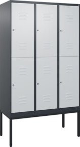 C+P Doppelstock-Spind Classic PLUS mit 3 Abteilen, Gestell, Lichtgrau, B/T/H: 212 x 120 x 50 cm - Bild 1