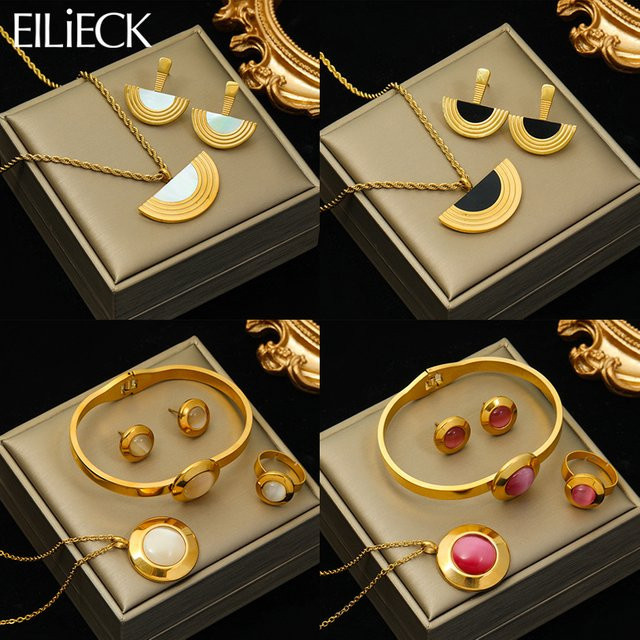Eilieck Schmuck-Set Edelstahl, Gold, Damen - Bild 1