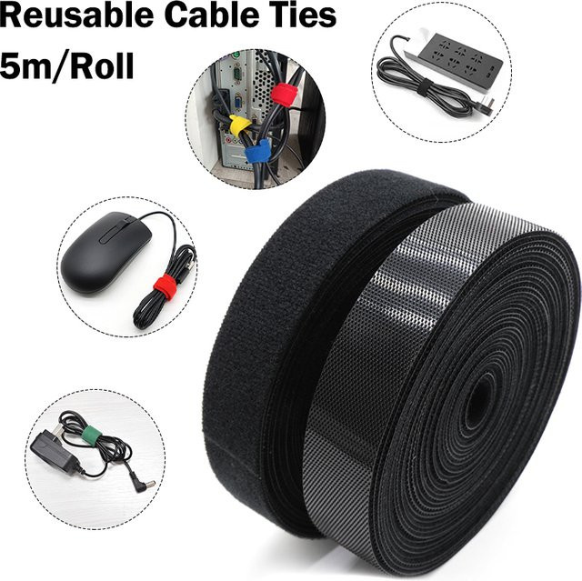 Schwarzer Nylon Kabelorganisator als frei zuschneidbare Rolle für USB-C Kabel, 5 m Länge, Breite: 10 mm, 15 mm, 20 mm oder 25 mm - Bild 1