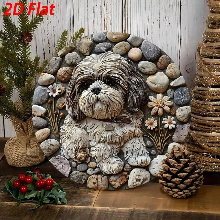 CIFBUY Shih Tzu Aluminium Kranz Wandskulptur, B/H: 20 x 20 cm - Bild 3