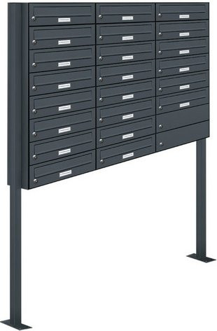 AL Briefkasten für 22 Parteien, freistehendes Briefkasten-System in Grau, B: 153,356 cm, H: 170,0 cm, T: 27,5 cm - Bild 1