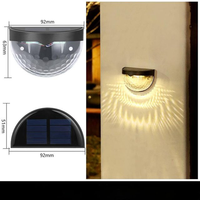SHIJIN Light Solar LED Wandlampe für Garten und Terrasse, Wasserdichte Außenleuchte mit Dämmerungssensor, Warmweiß, 4 Stück - Bild 1