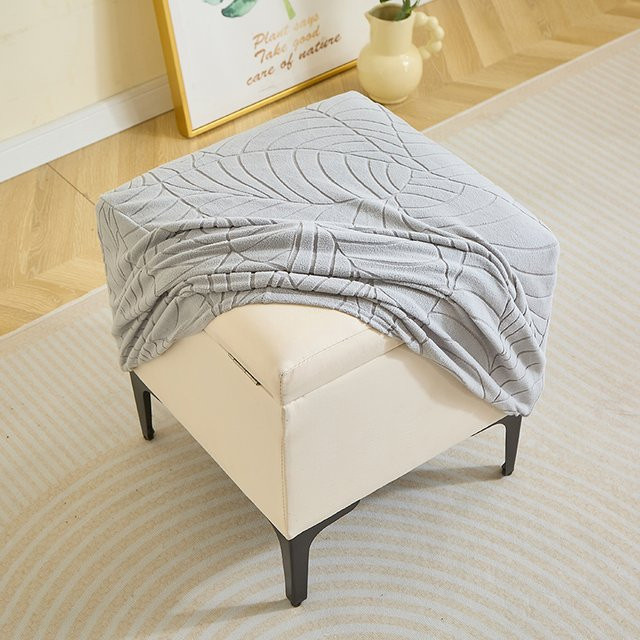 WANERQU Jacquard Ottoman-Hockerbezug für quadratische Fußhocker, elastischer Schonbezug - Bild 1