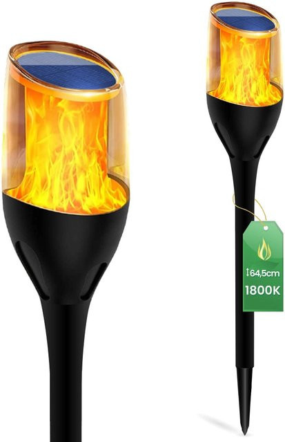 Ignis Solar LED Gartenlampe mit Flammeneffekt, Solar-Einbauleuchte in Schwarz für Garten und Terrasse, IP65 wasserdicht - Bild 1