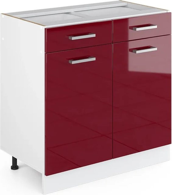Vicco Küchenunterschrank R-Line Bordeaux Hochglanz Weiß Breite: 80 cm - Bild 1