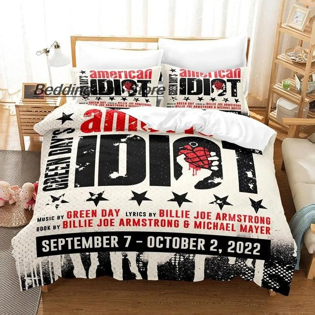 Green Day American Idiot Bettwäsche Set aus Mikrofaser in Schwarz, 3-teilig, B/H: 175 x 220 cm - Bild 1