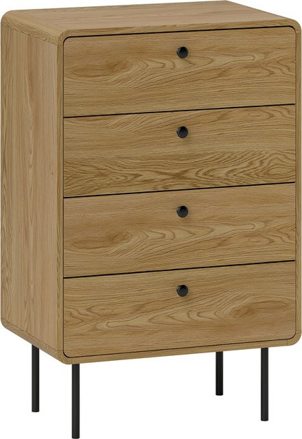 HOMCOM Kommode mit 4 Schubladen in Eiche, moderner Aufbewahrungsschrank mit Stahlfüßen und Holzgriffen, B/T/H: 60 x 39 x 91,5 cm - Bild 1