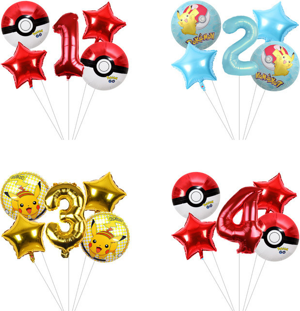 Pokemon Pikachu Ballon-Set von Potdemiel mit Blitzförmigen Folienballons als Partydekoration für Kindergeburtstage - Bild 1