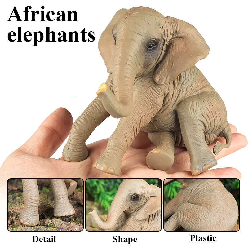 Oenux Afrikanische Wilde Tiere Elefanten Mammut, Actionfiguren, Grau, Kunststoff - Bild 2