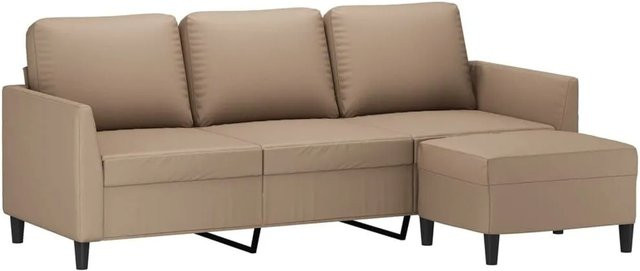 vidaXL 3-Sitzer-Sofa mit passendem Hocker in Cappuccino-Braun aus Kunstleder - Bild 1