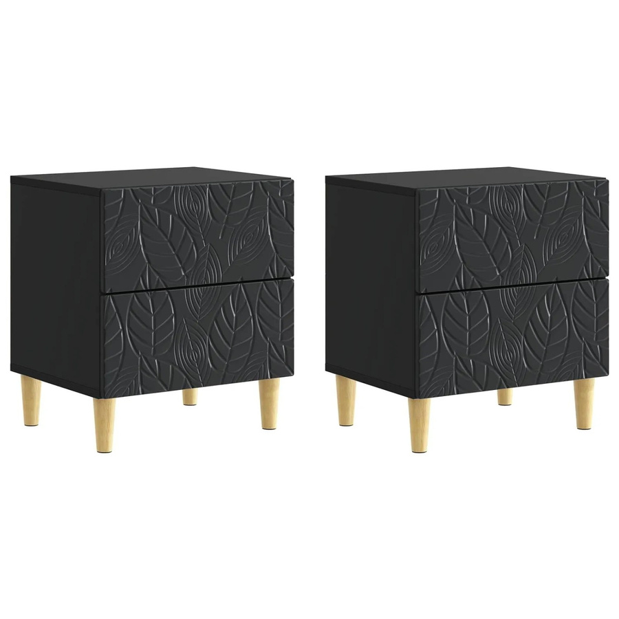 vidaXL Nachttisch Set 2 Stück Schwarz Modern B/T/H: 43 x 34,5 x 48 cm - Bild 2