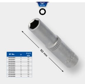Brilliant Tools 1/4 Zoll Sechskant-Stecknuss in Silber aus Chrom-Vanadium mit 10 mm - Bild 2