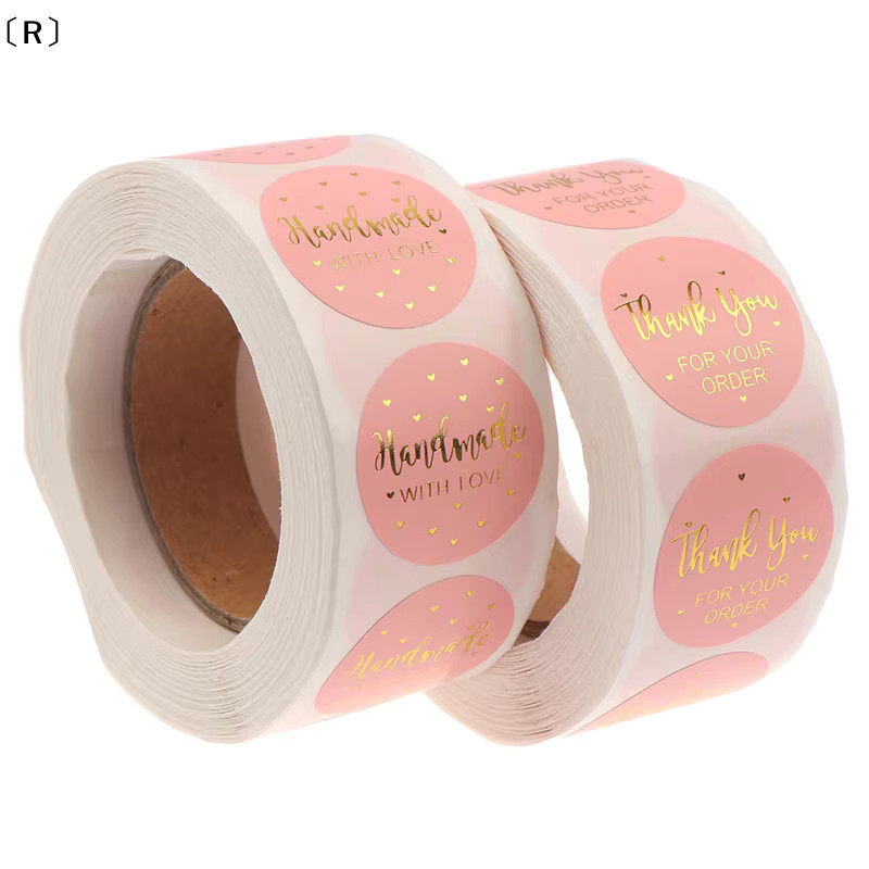 500 Stück Danke für Ihre Bestellung Aufkleber in Rosa aus Kraftpapier - Bild 1
