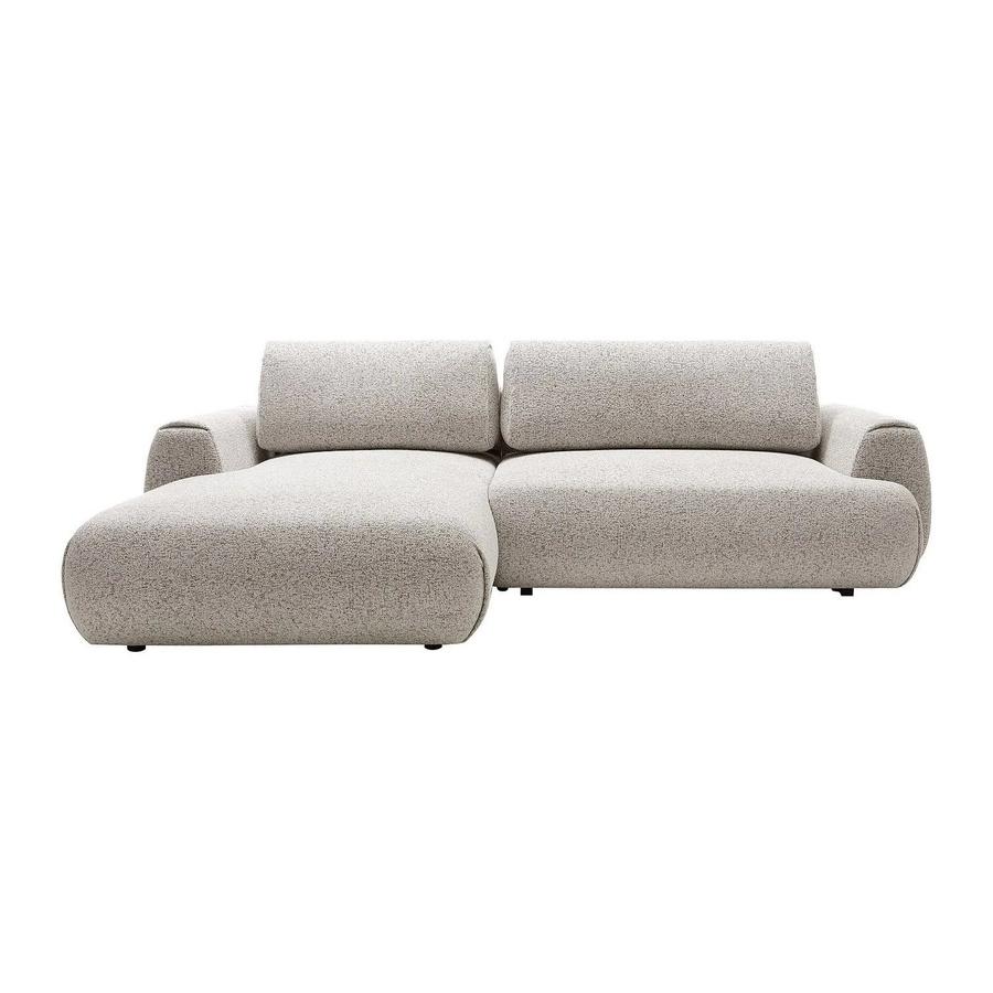 Vente-unique Schlafsofa Monelia in Lichtgrau mit L-Form und Schlaffunktion aus meliertem Stoff - Bild 2