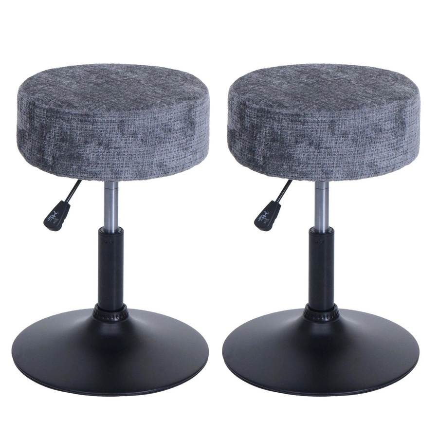 2er-Set MCW Sitzhocker C22 höhenverstellbar und drehbar aus Chenille-Stoff in Dunkelgrau Durchmesser: 37 cm - Bild 3
