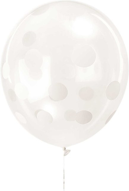 Rico Design Luftballons mit Punkten in Transparent-Weiß aus Naturkautschuklatex, 12 Stück, Durchmesser: 30 cm - Bild 1