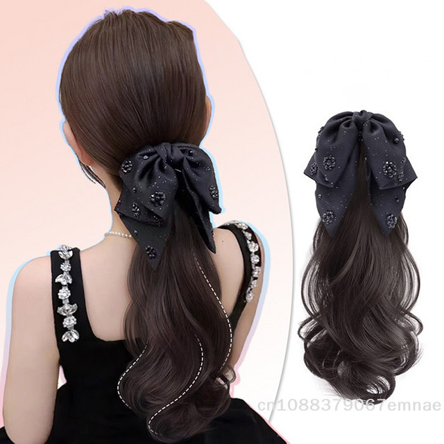 ZYAS Perücke, lockiger Pferdeschwanz mit Clip, Damen, 40 cm - Bild 1