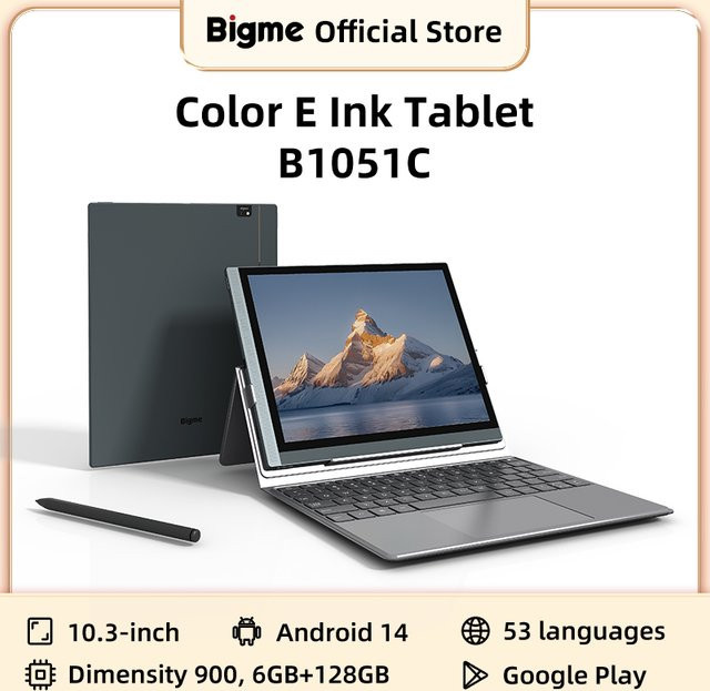 Bigme B1051C E-Ink-Tablet 10,3 Zoll E-Book-Reader mit Android 14, 6 GB RAM, 128 GB Speicher, Schwarz - Bild 1