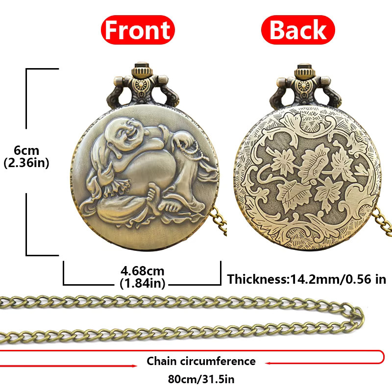 Wecin Gedenktaschenuhr, Quarz, Bronze, Unisex - Bild 3