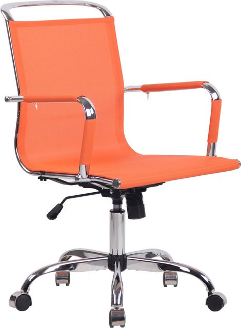 TPFLiving Bürostuhl Barney in Orange mit Armlehnen und Rollen für Home Office und Büro - Bild 1