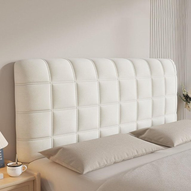 Cozy Haven Samt Bettkopfteilbezug aus Baumwolle, Waschbarer Überzug für Holzbett, Elfenbein, Breite: 200 cm - Bild 1