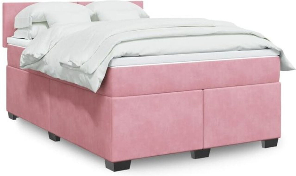Vidaxl Boxspringbett mit Matratze in Rosa aus Samt, B/T/H: 160 x 200 x 100,5 cm - Bild 1