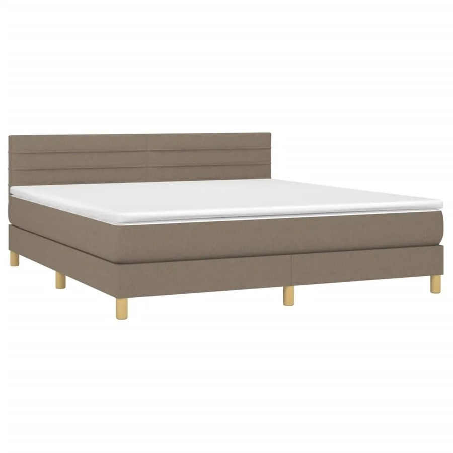 vidaXL Boxspringbett mit Matratze in Beige, Hybrid-Bett mit LED-Unterbettbeleuchtung und USB-Ladeport, B/T/H: 160 x 203 x 78 cm - Bild 2