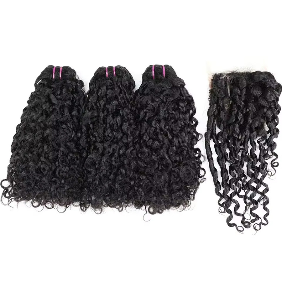 BINF Pixie Curly Brasilianisches Echthaar-Bündel mit Lace Closure, 8-24 Zoll - Bild 2