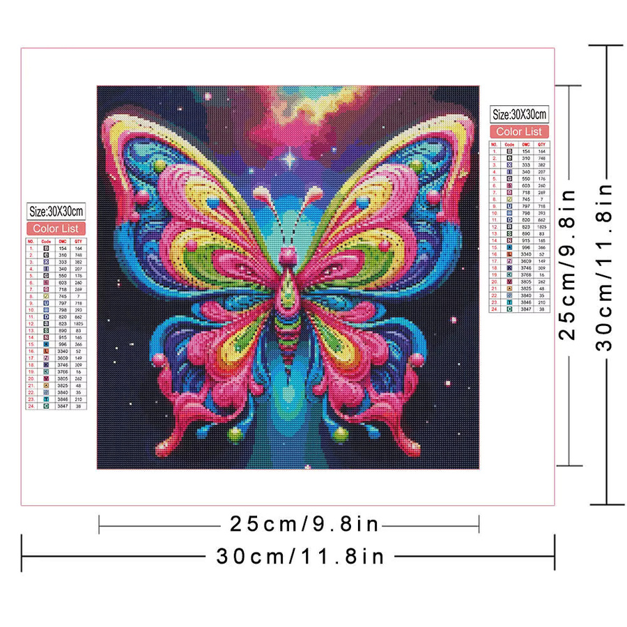 AZQSD 5D-Diamantgemälde Set mit buntem abstrakten Schmetterling auf Leinwand, funkelndes Strass-Kunst-Set mit runden Diamanten für die Wandgestaltung, Farbe: Multicolour - Bild 2