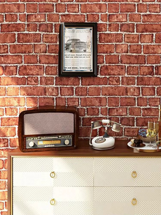 Selbstklebende Wandaufkleber von ctzsoop mit Retro-Ziegelmuster in Braun aus PVC für Wohnzimmer und Schlafzimmer - Bild 2