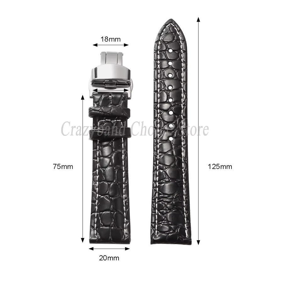 crazyband Uhrenarmband Leder, Krokodilmuster, Braun, Unisex - Bild 3