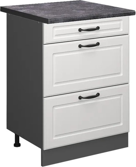 Vicco Küchenunterschrank R-Line Landhaus Weiß und Anthrazit mit Schubladen Breite: 60 cm - Bild 1