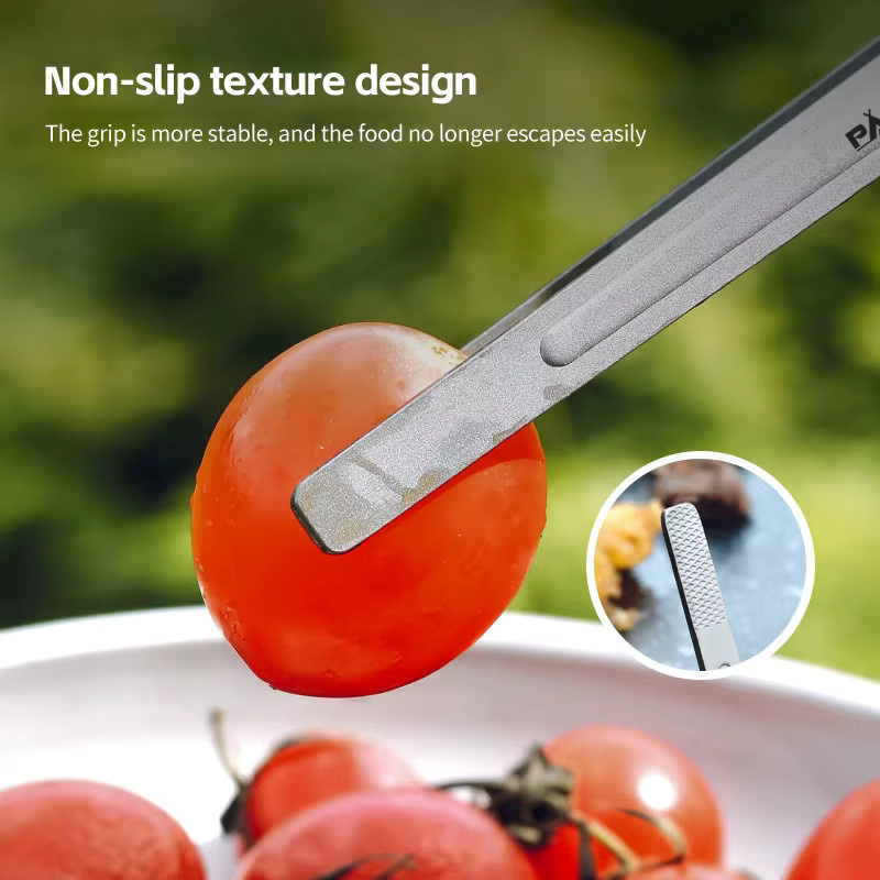 PACOONE Camping Titan-Teetassenclip und Grillzange aus Metall in Silber und Grau - Bild 3
